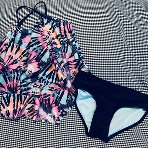 Justice Ruffled Tie-Dye Tankini Youth Size M-10/12
